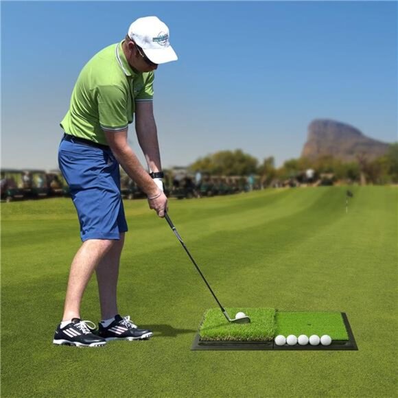 Foldable Heavy-Duty Golf Hitting Mat, Practice Mat with 10mm EVA Rubber Backing - Picture 6 of 7